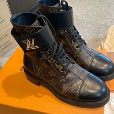 Brown And Black Louis Vuitton Boots 7 1/2 Boots. Luis Vuitton Boots Women, Louis Vuitton Half Boots, Louis Vuitton Men Shoes Boots, Lv Boots 2022, Louis Vuttion Combat Boots, Black Louis Vuitton, Louis Vuitton Boots, Moto Boots, Louis Vuitton Shoes