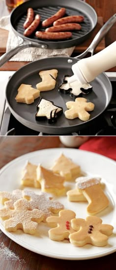 some cookies are on a plate and one is in the process of being cut up