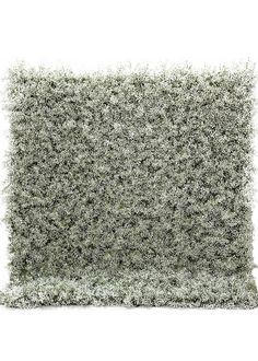 a square shaped carpeted area with white and green grass on the top, in front of a white background