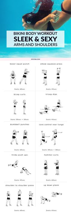 Get ready for bikini season with this complete arm and shoulder workout. Melt off extra fat, target all the major muscles in the upper body, and reveal sleek, sexy arms and shoulders fast! http://www.spotebi.com/workout-routines/complete-arms-shoulders-workout-women/ Arm And Shoulder Workout, Shoulder Workout Women, Musa Fitness, Muscles In Your Body, Major Muscles