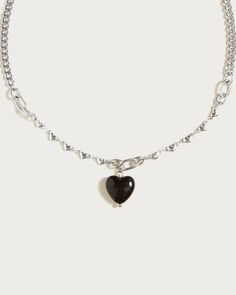 Juliette Black Heart Necklace | En Route Jewelry Black Heart Necklace, En Route Jewelry, Cute Goth, Layered Necklaces Silver, Black Resin, Instagram Tags, Pearl Flower, Black Heart, Christmas Wishlist