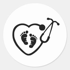 a heart with a stethoscope attached to it and a foot print on the side