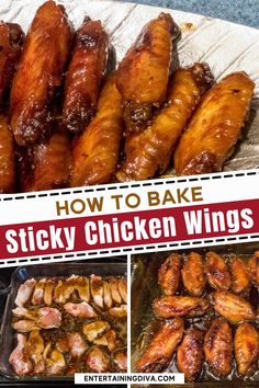 how to bake sticky chicken wings in the oven with instructions for baking and cooking