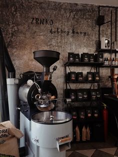 an espresso machine sitting on top of a counter