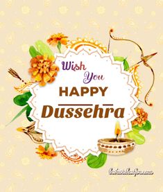 happy dussehera with flowers and candles on the occasion of diwaling