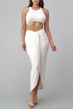 Dissolve into luxury with this haute white two-piece skirt set from Haute Glam Boutique. The perfect outfit for your next brunch, it's sure to dazzle and impress! Step out in style and make a statement. White Wrap Skirt, Tarot Moon, Goddess Party, Spandex Crop Top, Character Mood Boards, Ceremony Outfit, Sacred Woman, Goddess Fashion, Greek Goddesses