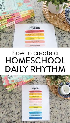 the title for how to create a homeschool daily hypothm on a table