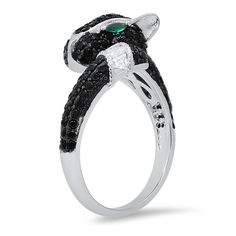 '- Real Sterling Silver / 14k Gold Over Silver - Stamped "925" for authenticity- Simulated Emerald & Simulated Diamond / CZ Stones- Length/Height: 13.75mm- Carat Weight: 1.84 CTW (diamond equivalent)- Total weight: 4.95 grams- Comes with a jewelry box/pouch - perfect for gift giving! Luxury Black Diamond Sterling Silver Ring, Queens Jewels, Travel Size Beauty Products, Special Occasion Jewelry, Cz Ring, Creating Jewelry, Accessories Necklace, Mens Fragrance, Black Panther