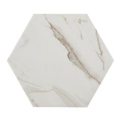 a white marble hexagonal tile on a white background