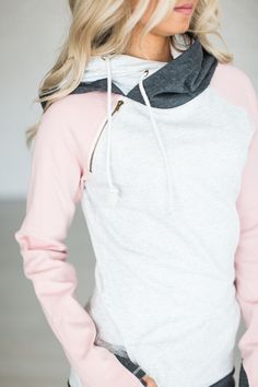 Baseball DoubleHood™ Sweatshirt - Pink Winter Vest, Zipper Hoodie, Pink Cotton, Comfy Outfits, Hoodie Sweatshirt, Passion For Fashion, Autumn Winter Fashion