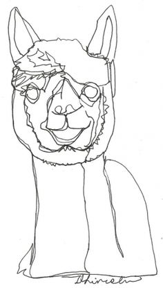 a drawing of a llama wearing glasses and a scarf