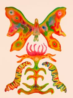 an image of colorful artwork with butterflies and flowers in the shape of a human body