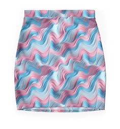 Super stretchy and durable polyester mini skirt. Vibrant, high-quality sublimation print across the front and back. Size range XXS-2XL. 2d wave design in trans pride colors! Pattern Mini Skirt, Pride Colors, Trans Pride, Wave Design, Pride Flag, Abstract 3d, Wave Pattern, Pride Flags, Skirts For Sale