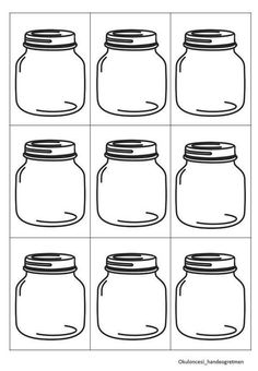 six mason jars with lids are shown in this printable worksheet for kids