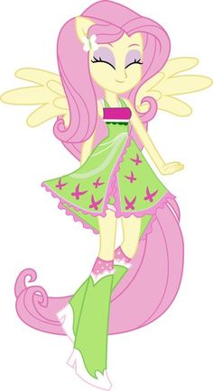 a pink and green fairy with wings on her head, standing in front of a white background