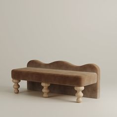 a bench made out of wood with two legs and a foot rest on the bottom