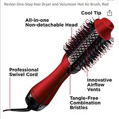 Brand New With Box Revlon One-Step Hair Dryer And Volumizer Hot Air Brush, Red Detailsdetails Hair Type All Color Red Volumizer Brand Revlon Special Feature Not-Applicable Material Nylon Revlon Hair Straightener, Revlon Curling Iron, Electric Hair Brush, Rotating Curling Iron, Hot Air Brush, Hair Blow Dryer, Oval Brush, Latest Makeup Trends, Blow Dry Brush