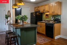 the kitchen is clean and ready for us to use in its new owner's home