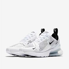 Nike Air Max 270 New With Box; 100% Authentic Mesh Details For An Airy Feel Synthetic And Textile 2-Piece Midsole Shown: White/White/Black Style: Ah8050-100 Nike Air Max 270 Women, Womens Nike Air Max 270, Nike Air Max 270 White, Nike Kicks, Dr Shoes, Nike Models, Popular Sneakers, Cute Nike Shoes, Air Max Women