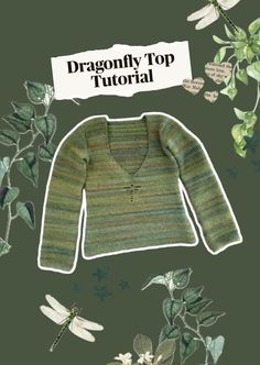 Dragonfly Crochet Top Tutorial 🌿✨ How To Crochet A Collar On A Sweater, Fitted Crochet Sweater, Steampunk Crochet Patterns Free, 200g Crochet Projects, Dragonfly Crochet Top, Crochet Ombre Yarn Projects, 90s Crochet Patterns, Unique Crochet Ideas Creative, Dragonfly Crochet Pattern Free