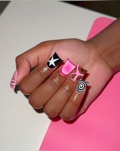 Black Girl Nails Pink Tip Nails, Girl Nails, Diy Acrylic Nails, Really Cute Nails, Acrylic Nails Coffin Pink