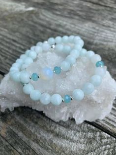 Blue Crystal Bracelet Beads, Handmade Cheap Crystal Bracelet For Beach, Blue Beaded Crystal Bracelet For Jewelry Making, Affordable Light Blue Crystal Bracelet Gift, Elegant Handmade Light Blue Crystal Bracelet, Diy Wire Earrings, Bracelet Keychains