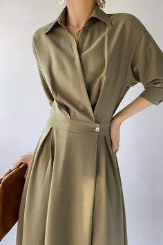 Fashion Outerwear, Women's A Line Dresses, High Fashion Women, Elegant Casual, Long Shirt Dress, Dress Measurements, Midi Shirt Dress