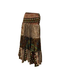 *NEW ARRIVAL* Material: Rayon Waist: 40'' Length: 38'' - Boho - Tiered maxi - can be worn as a bandeau midi dress - Flowy - Abstract prints - Retro chic - Shirred high waist - Spring/ summer festival MADE FROM RECYCLED SARI FABRIC RJ18 Aesthetic Styles, Boho Skirt, Dress Flowy, Dress Retro, Sari Fabric, Boho Skirts, Summer Festival, Retro Chic, Retro Dress