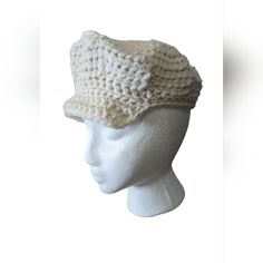 This Hand Crocheted Newsboy Cap Screams Red Era And Is Fit For Any Swiftie! Perfect For Any Casual Summer Occasion Or Festival! 20" Around 7" Across Top 2" Brim Made From 100% Acrylic Chunky Yarn Crochet Neutral Newsboy Trending Cap Hat Cream Minimalist Boho Bohemian Festival Taylor Swift Swiftie White Brimmed Cotton Crochet Hat, One Size Cream Crochet Hat, White Brimmed Crochet Hat In Cotton Yarn, Cream Yarn Cap, Adjustable Cream Crochet Cap, Casual White Brimmed Crochet Hat, Cream Crochet Cap, White Fitted Crochet Hat, Cream One Size Crochet Cap