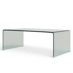 an office desk with a glass top and metal legs, viewed from the front view