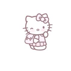 an image of a hello kitty with a backpack in her hand and the words hello kitty on it