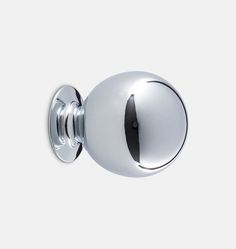 an image of a chrome door knob on a white background