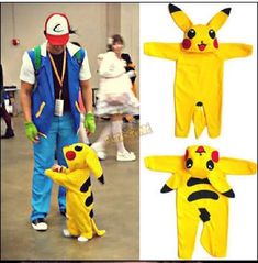 the man is dressed in pikachu costumes