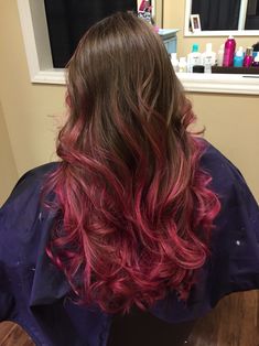 My pink highlights, brown hair. Pravana magenta Pink Highlights Brown Hair, Magenta Hair Dye, Red And Pink Hair, Brown Hair With Pink Highlights, Brown And Pink Hair, Pink Hair Highlights, Underlights Hair, Pink Ombre Hair