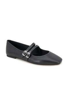 PRICES MAY VARY. Double strap Mary Jane flat. Strap with buckle. Comfort insole. .31" heel height. Black Mary Janes With Buckle Closure For Spring, Black Mary Jane Sandals With Buckle Closure, Black Mary Janes With Leather Sole Medium Width, Luxury Black Mary Janes With Buckle Closure, Black T-strap Mary Janes With Buckle Closure, Mary Jane Flats, Kenneth Cole, Special Features, Mary Janes