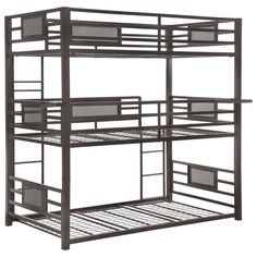 a metal bunk bed with two sets of drawers on the bottom and one set of stairs to the top