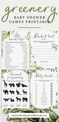 the greenery baby shower game printable