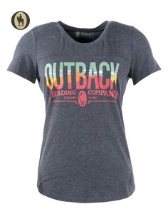 Show your Outback love with our Alba Tee! This soft tee features a beautiful sunset branded Outback logo on the front that pops out from its gray base. Not only does this top look great, but it is also machine washable too! Shirts Tops