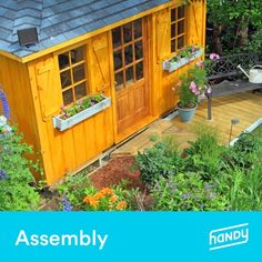 an image of a garden shed with flowers in it