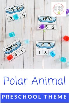 the polar animal preschool theme is shown in blue and white