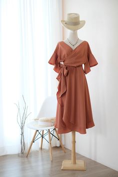 Rustic Orange Bridesmaid dress Copper Rustic Orange Copper | Etsy Summer V-neck Chiffon Dress For Wedding Guest, Summer V-neck Bridesmaid Dresses, Flowy Short Sleeve Maxi Dress For Wedding Guest, Solid V-neck Chiffon Dress For Summer, Spring Chiffon V-neck Dress For Wedding Guest, Chiffon V-neck Wrap Dress For Party, Solid V-neck Chiffon Summer Dress, Spring Wedding Guest Chiffon V-neck Dress, Spring Wedding Guest Chiffon Dress V-neck