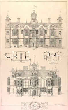 an architectural drawing of a large building