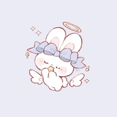 a cartoon bunny with an angel halo on her head