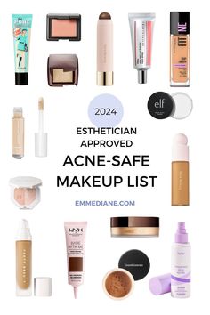 Bring this list with you the next time you go shopping for makeup! These are the BEST foundations, bronzers, blush, primers, highlighters and more for acne-prone skin. Cabin Crew Makeup, Acne Prone Skin Makeup, Best Makeup For Acne, Best Foundation For Acne, Acne Safe Makeup, Dry Acne Prone Skin, Makeup Acne, Skin Breakouts, Sculpted Face