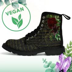 Dark Academia Boots Cottagecore Boots Coquette Shoes Vegan Boots Witchy Boots Fairycore Boots Goth Shoes Combat Boots Canvas Gift for Her image 1 Dark Academia Boots, Boots Cottagecore, Cottagecore Boots, Coquette Shoes, Shoes Combat Boots, Witchy Boots, Boots Goth, Goth Shoes