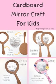 cardboard mirror craft for kids with instructions to make them look like they are looking in the mirror