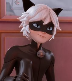 the animated catwoman is dressed in black and white