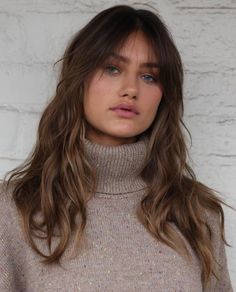 Square Face and Long Cut with Wispy Bangs Haircut For Square Face, Anh Co Tran, Square Face Hairstyles, Tousled Hair, Subtle Highlights, Square Face Shape, Square Face, Wispy Bangs, Celebrity Hair Stylist