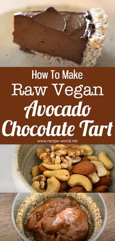 Raw Vegan Avocado Chocolate Tart Raw Vegan Cake, Raw Vegan Diet, Vegan Recipes Plant Based, Banana Slices, Raw Vegan Desserts, Avocado Chocolate, Vegan Chocolate Cake, Raw Cake, Vegan Pie