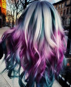 Long Hair Bright Color Ideas, Unique Dyed Hair Color Trends, Crazy Color Hair Ideas, Bright Coloured Hair, Unique Dyed Hair, Unique Hair Dye Ideas, Halloween Hair Color, Vibrant Hair Color Ideas, Galaxy Hair Color